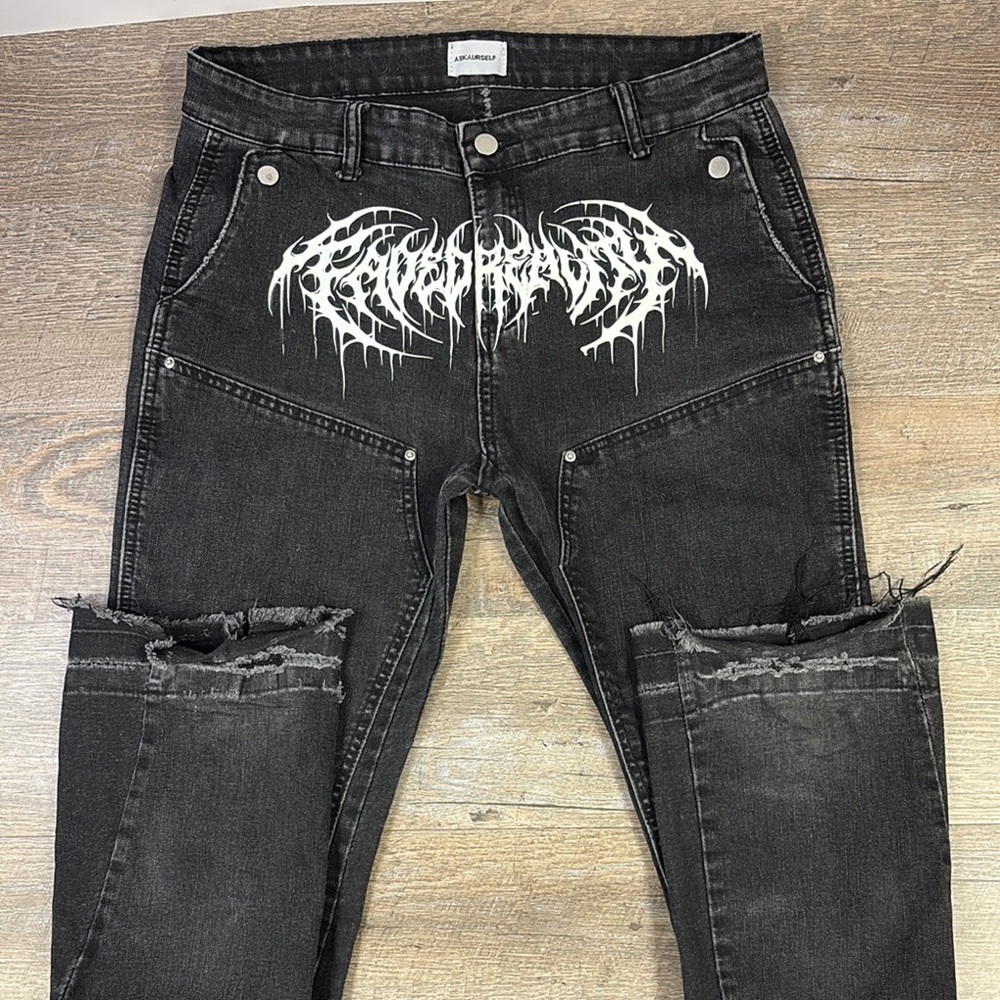 ASKYURSELF Men’s Black Cargo Jeans XL (32X32)
